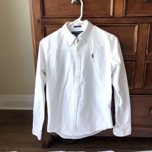 Ralph Lauren Collared Polo White Long Sleeve Button Up (Slim Fit Size 2)
